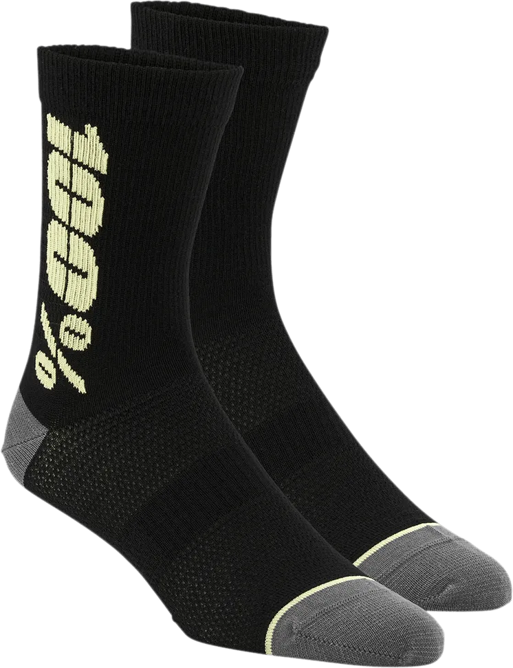 100% Rythym Socks - Black/Yellow - Small/Medium 24006-014-17