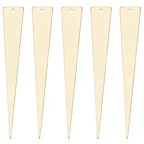 12Pcs Brass Pendants, Triangle, Real 18K Gold Plated, 51x8x1mm, Hole: 1mm