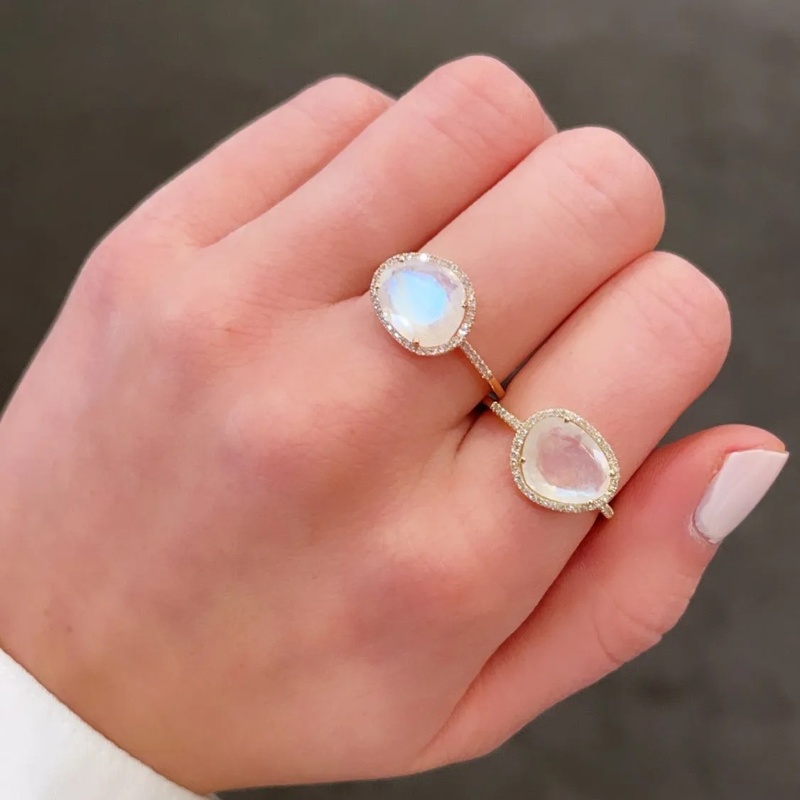 14K GOLD DIAMOND CARA MOONSTONE RING