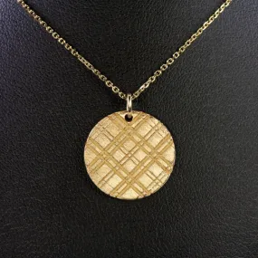14k GOLD DISC PENDANT 16.7m FLORENTINE FINISH MEDALLION NECKLACE EVERYDAY CIRCLE