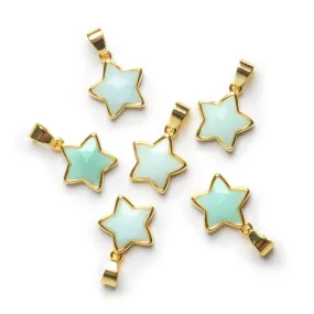 14mm Gold Tone Bezeled Amazonite Star Pendant 1 Bead