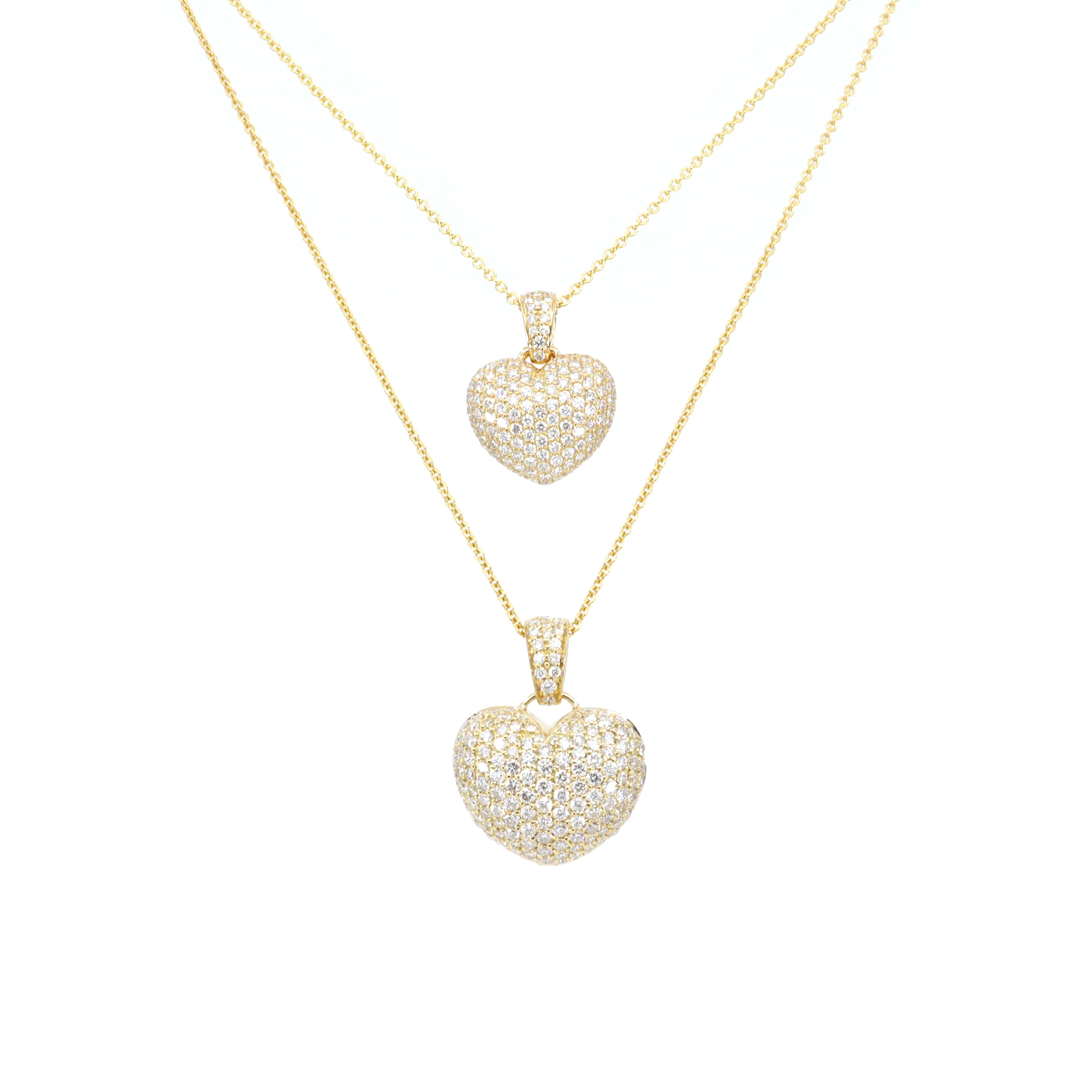 18k Yellow Gold Tdw. 1.85CT Pave Diamond Heart Pendant - 20752187