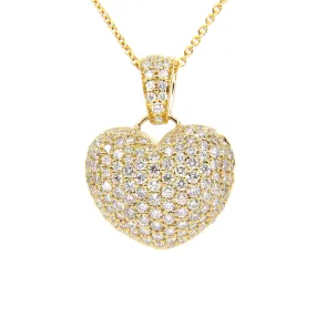 18k Yellow Gold Tdw. 1.85CT Pave Diamond Heart Pendant - 20752187