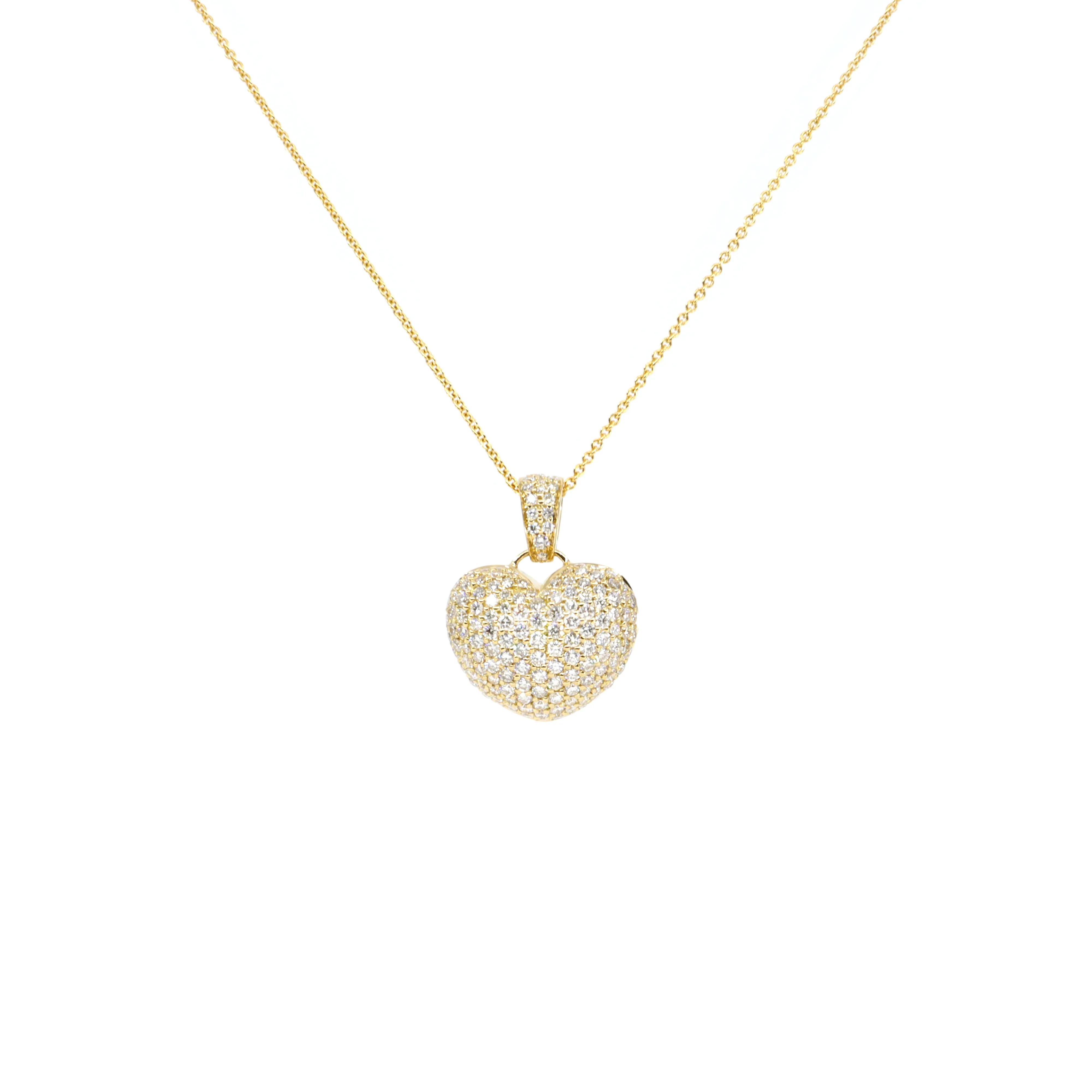 18k Yellow Gold Tdw. 1.85CT Pave Diamond Heart Pendant - 20752187