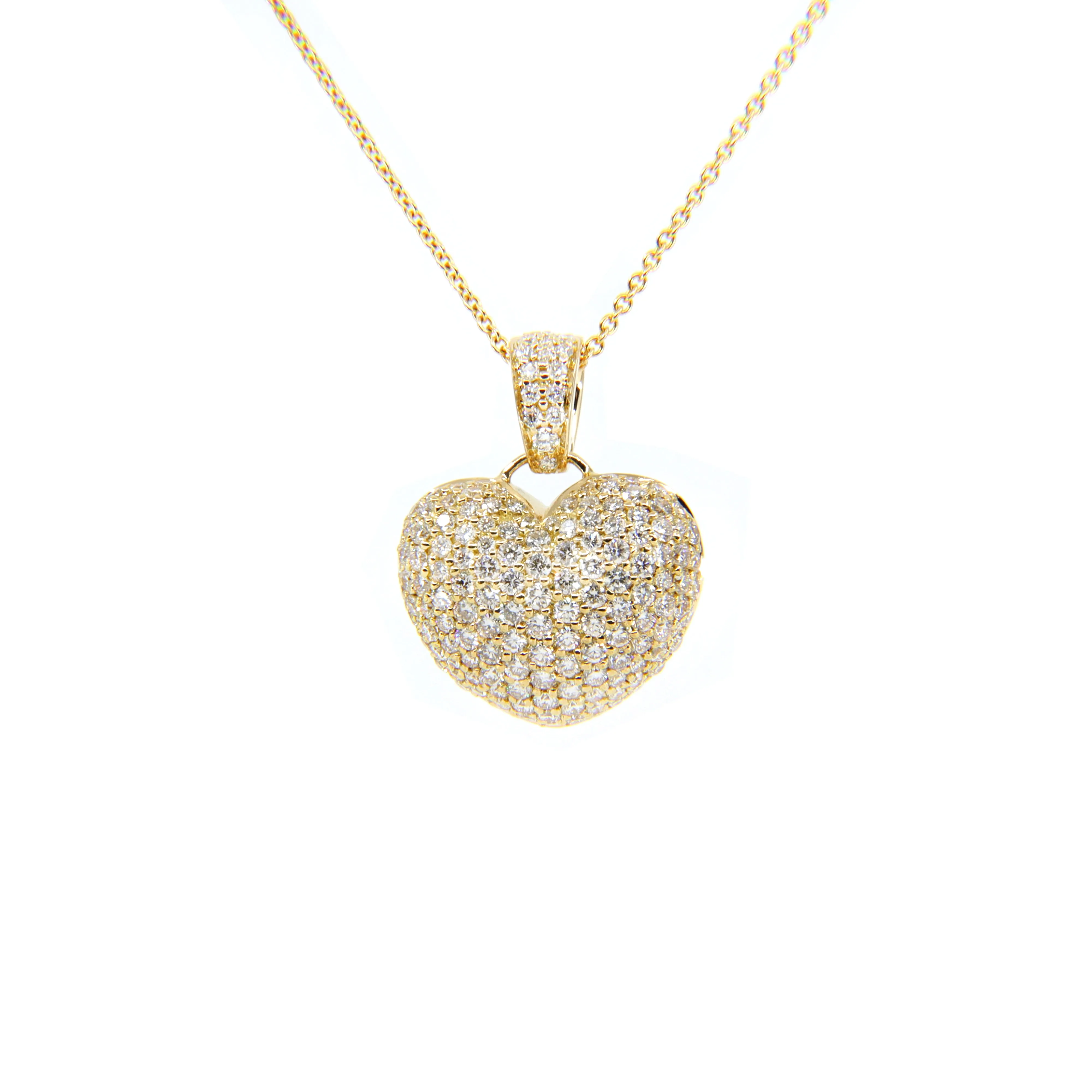 18k Yellow Gold Tdw. 1.85CT Pave Diamond Heart Pendant - 20752187