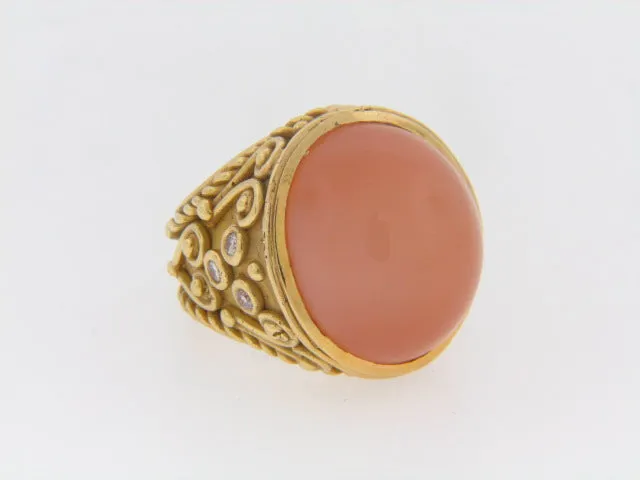 18K-YG PEACH MOONSTONE RING