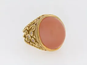 18K-YG PEACH MOONSTONE RING