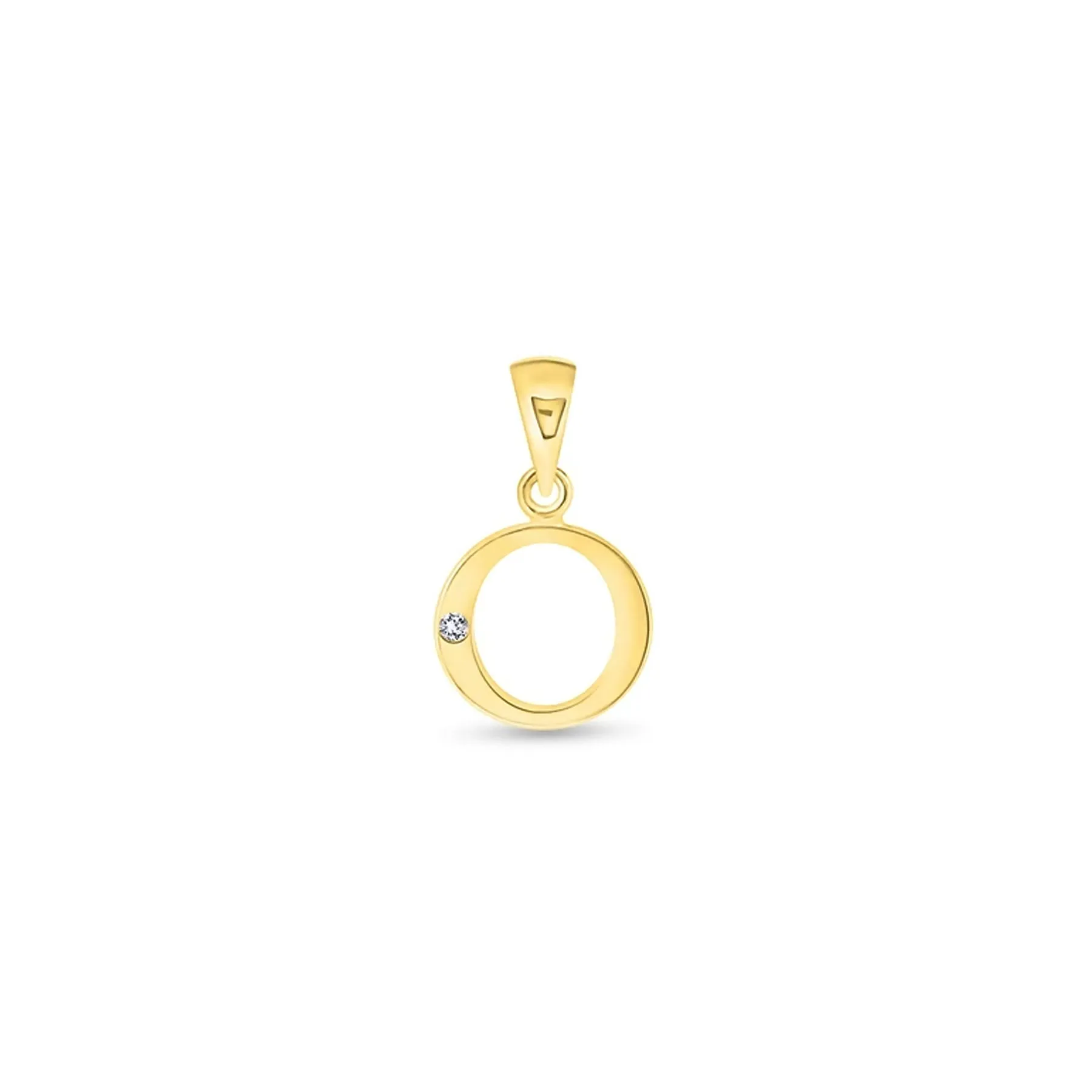 9K Gold Single Diamond 'O' Initial Pendant - DSNP-O