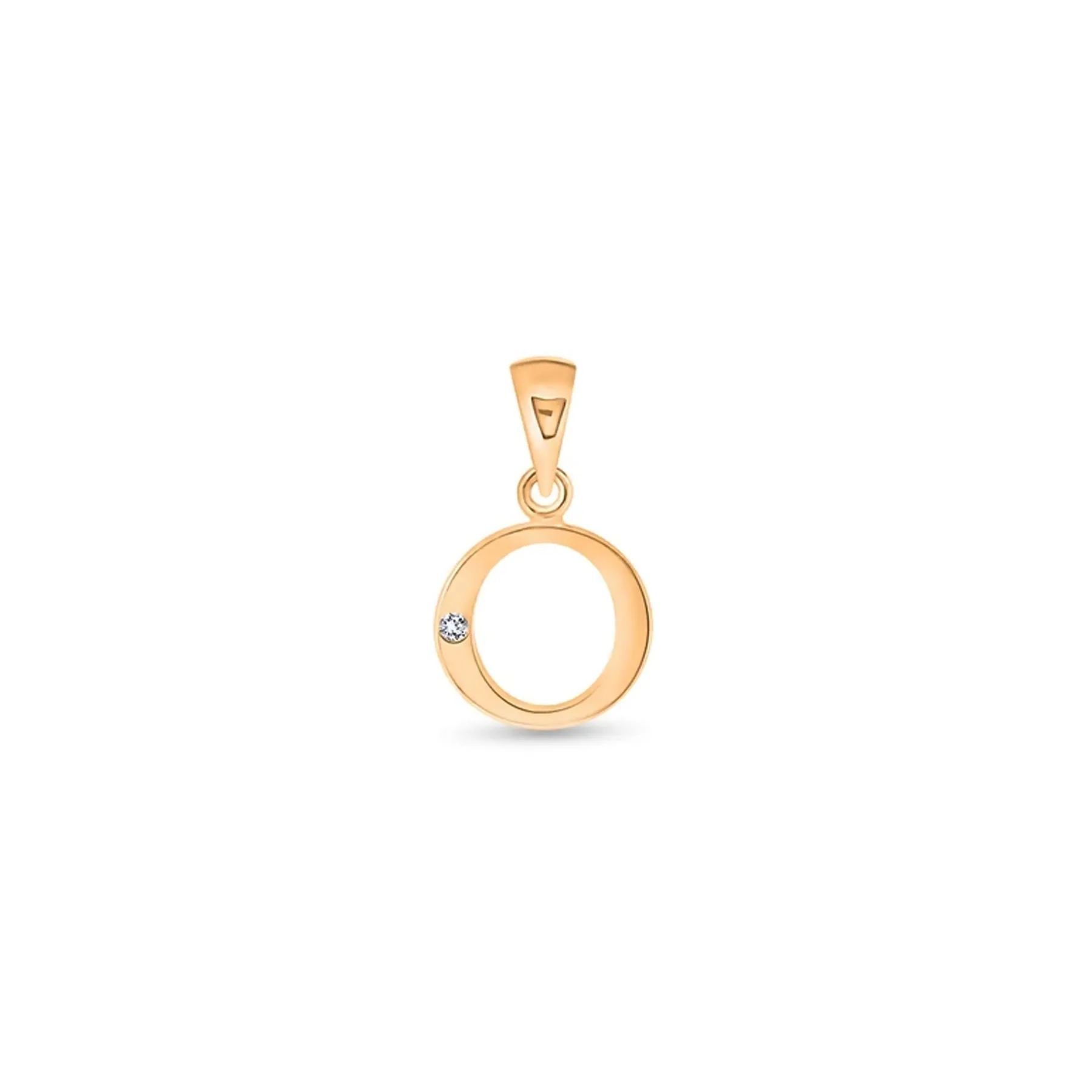 9K Gold Single Diamond 'O' Initial Pendant - DSNP-O
