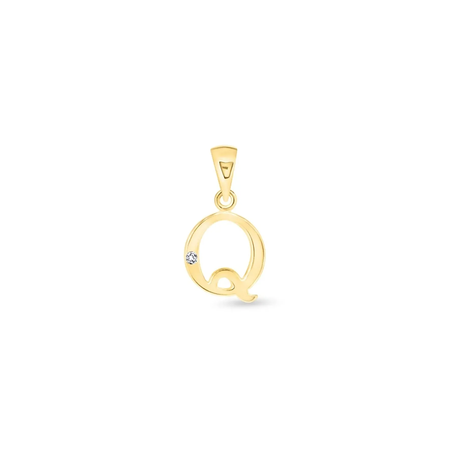 9K Gold Single Diamond 'Q' Initial Pendant - DSNP-Q