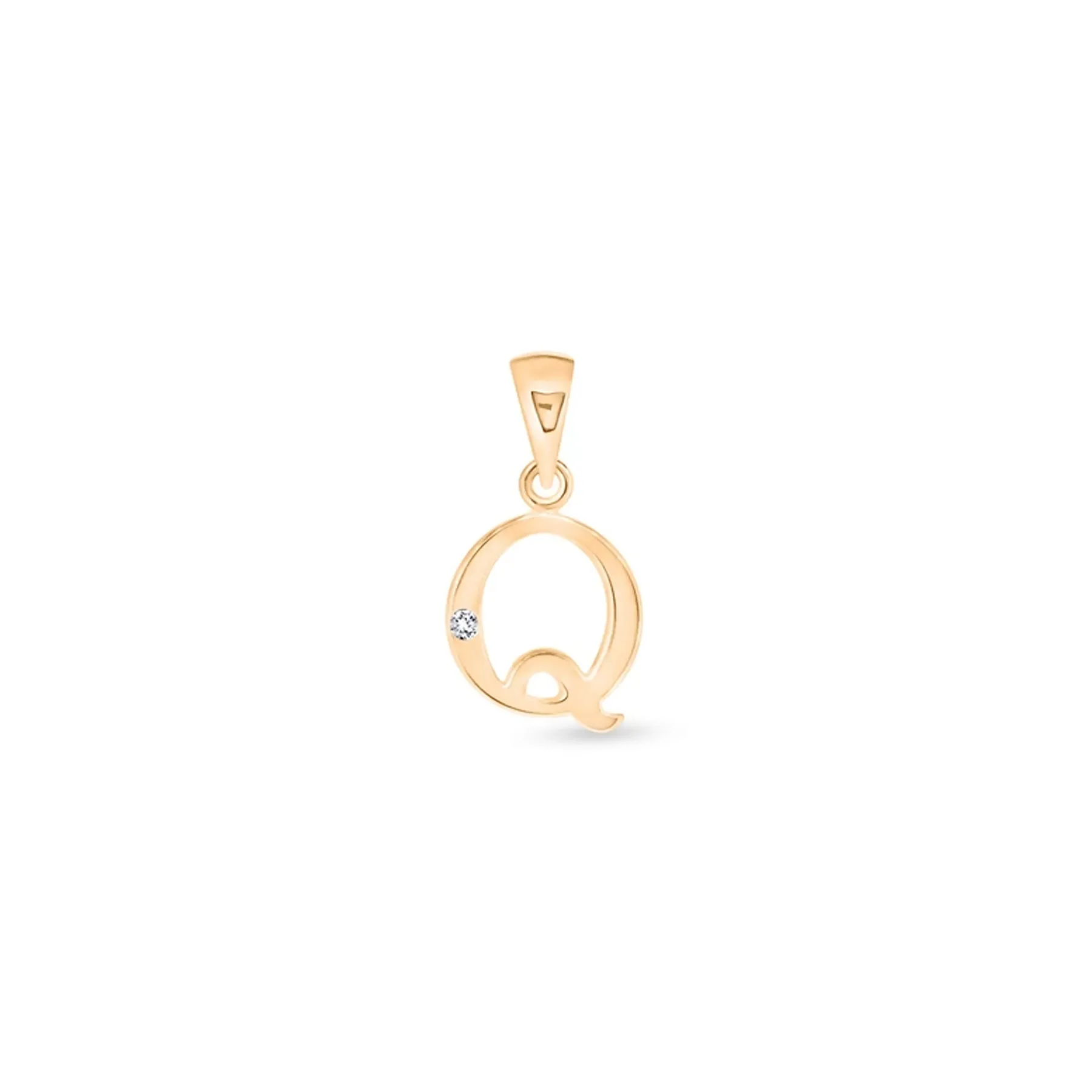 9K Gold Single Diamond 'Q' Initial Pendant - DSNP-Q