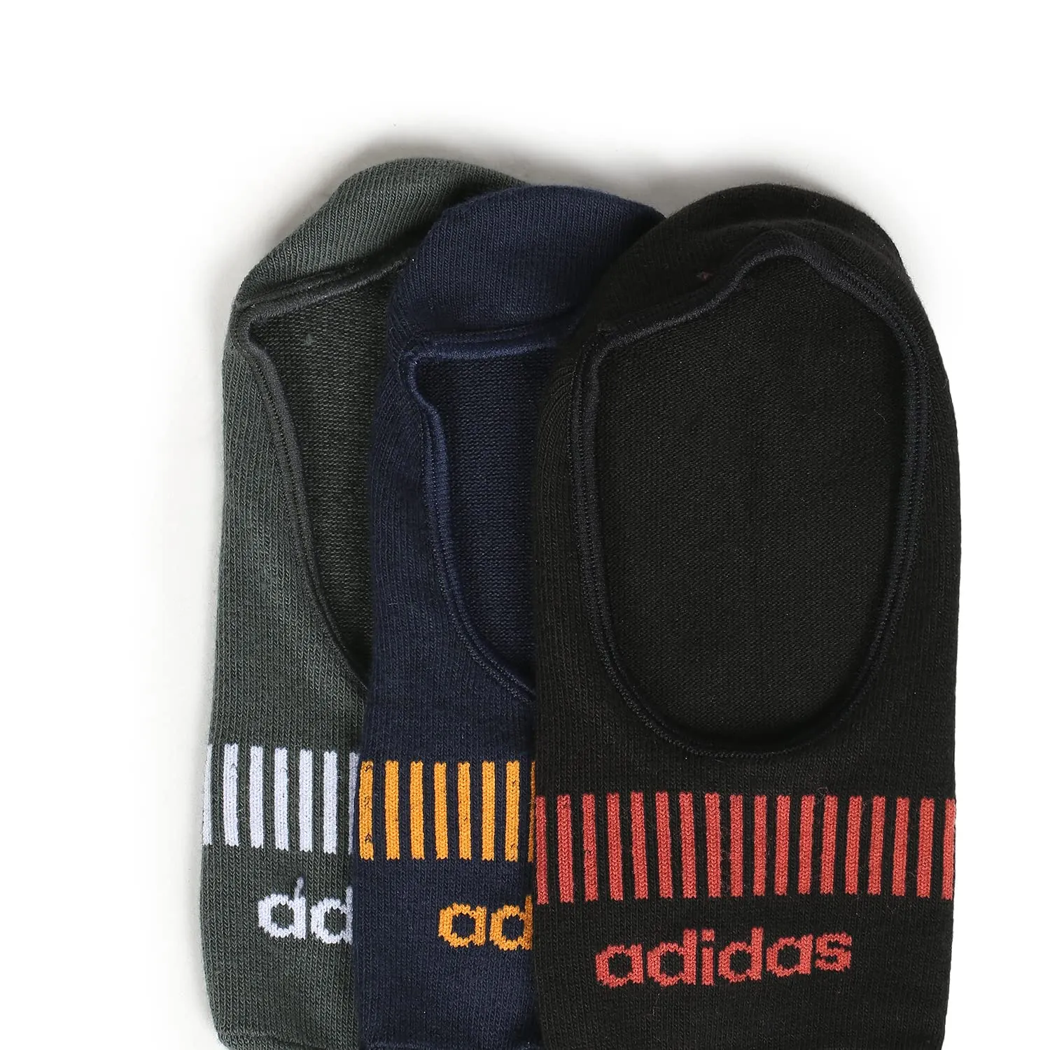 Adidas Blend Unisex Original Flat Knit No Show Cotton Socks - 3 Pairs (6N) (Ad-0748) (Coll Navy/Shadow Olive/Black)