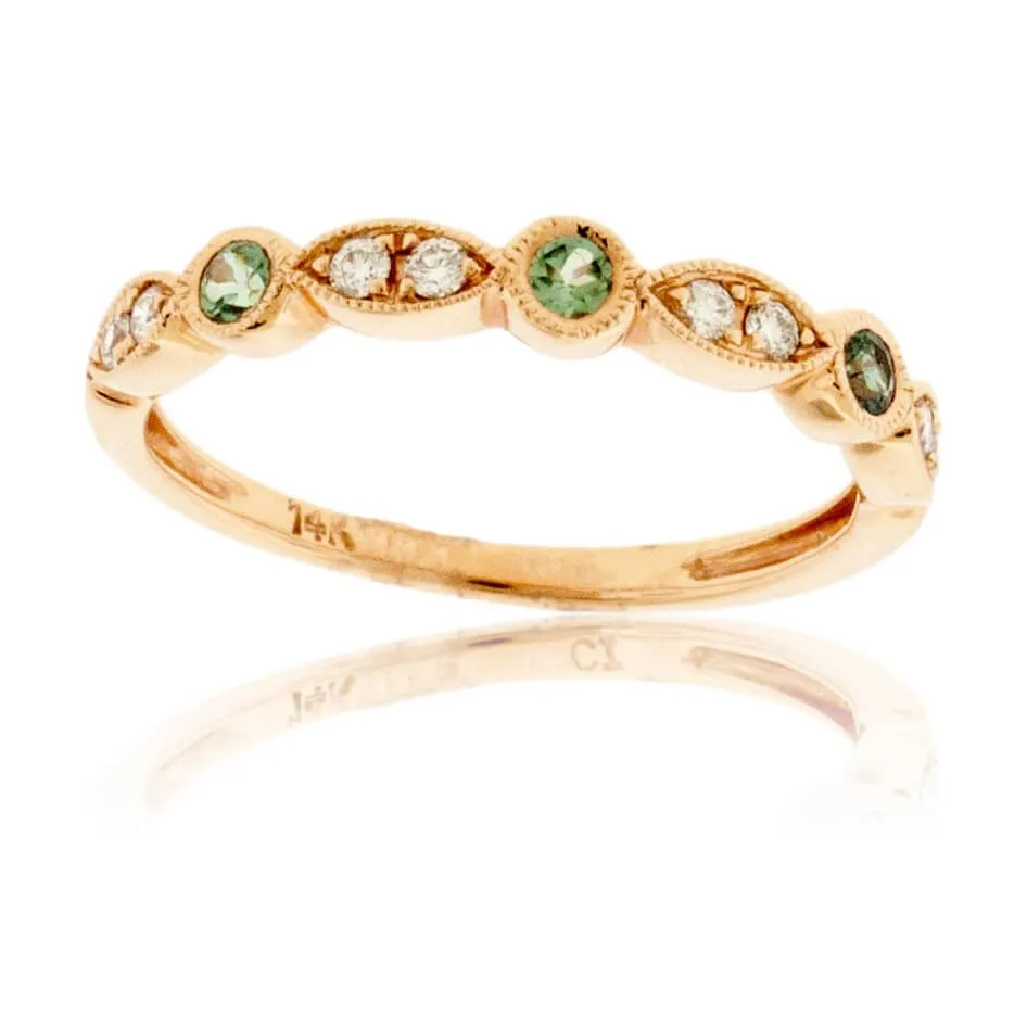 Alexandrite & Diamond Alternating Accent Band