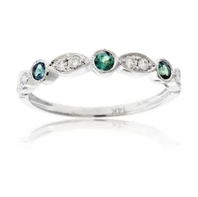 Alexandrite & Diamond Alternating Accent Band