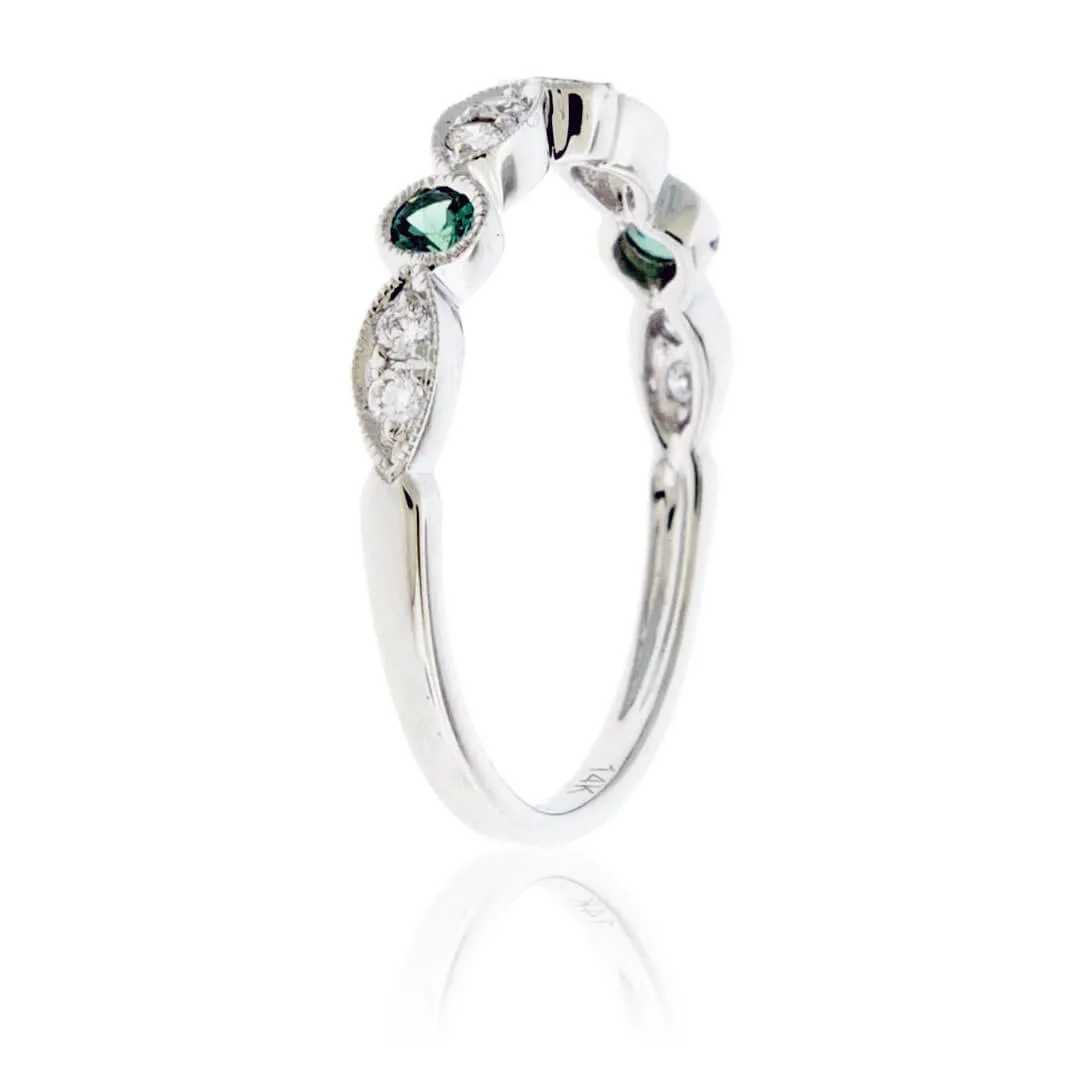 Alexandrite & Diamond Alternating Accent Band
