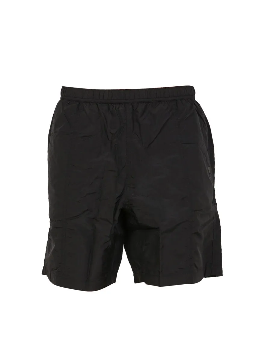 AMI Logo Embossed Elastic Waistband Swim Shorts