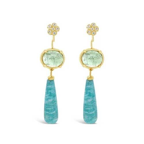 Artemis Pendants for Earrings - Green Tourmaline - Yellow Gold