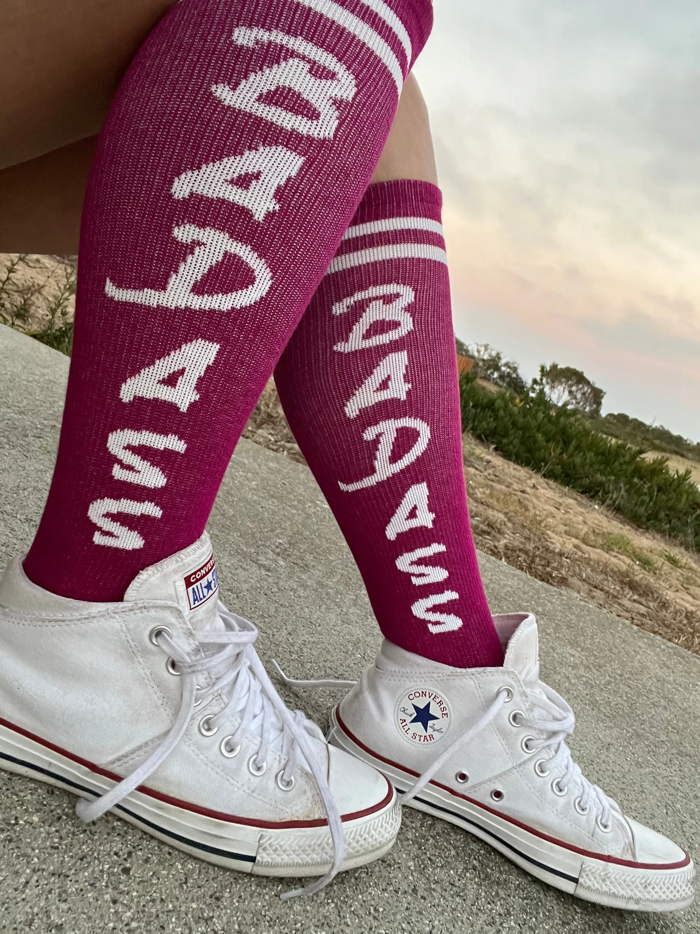 Badass Magenta Knee High Athletic Socks- The Sox Box