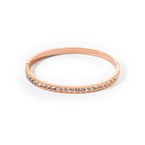 Bangle stainless steel & crystals rose gold crystal (size 17 cm)