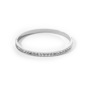 Bangle stainless steel & crystals silver crystal (size 19 cm)