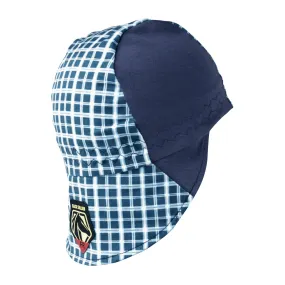 Black Stallion FR Cotton Welding Cap with Hidden Bill Extension, Blue Plaid - AH1730-BL