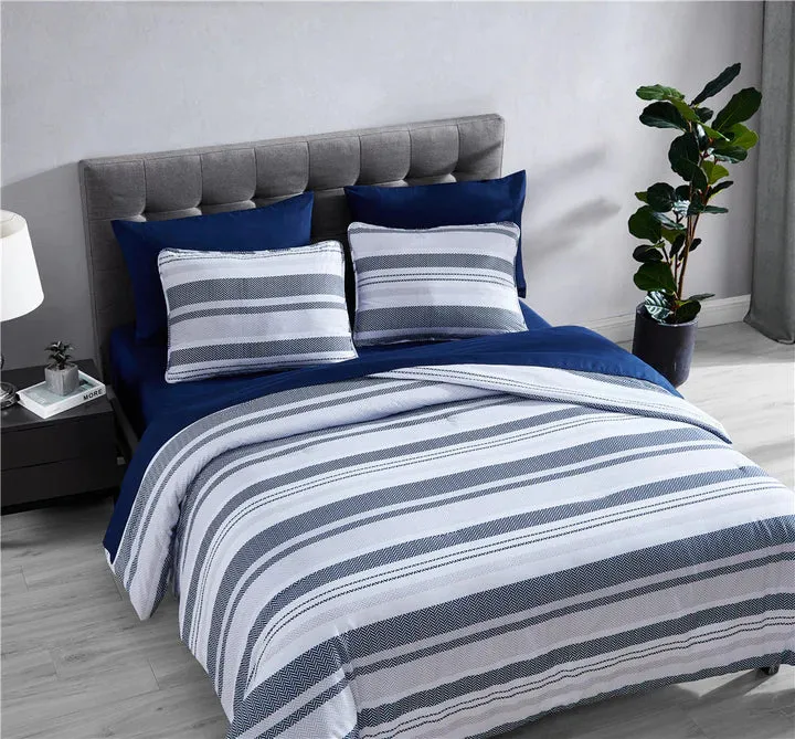 Cedar 7 Piece Bed in a Bag Comforter Set Gray & Navy