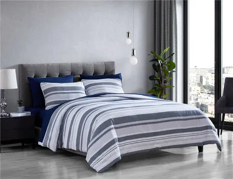 Cedar 7 Piece Bed in a Bag Comforter Set Gray & Navy