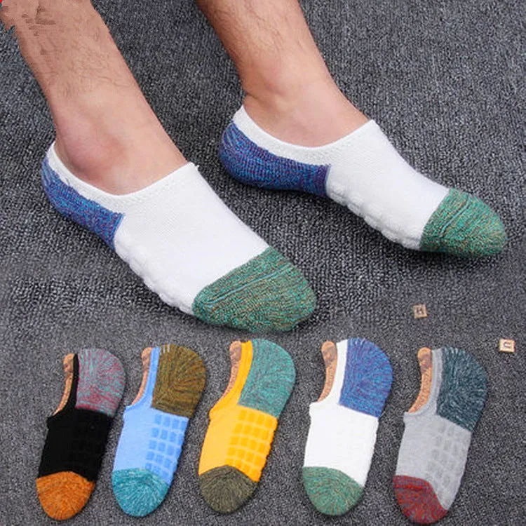 Chalier Mens Athletic Socks Thicken Non-Slip Grey Breathable Socks 1 Pair