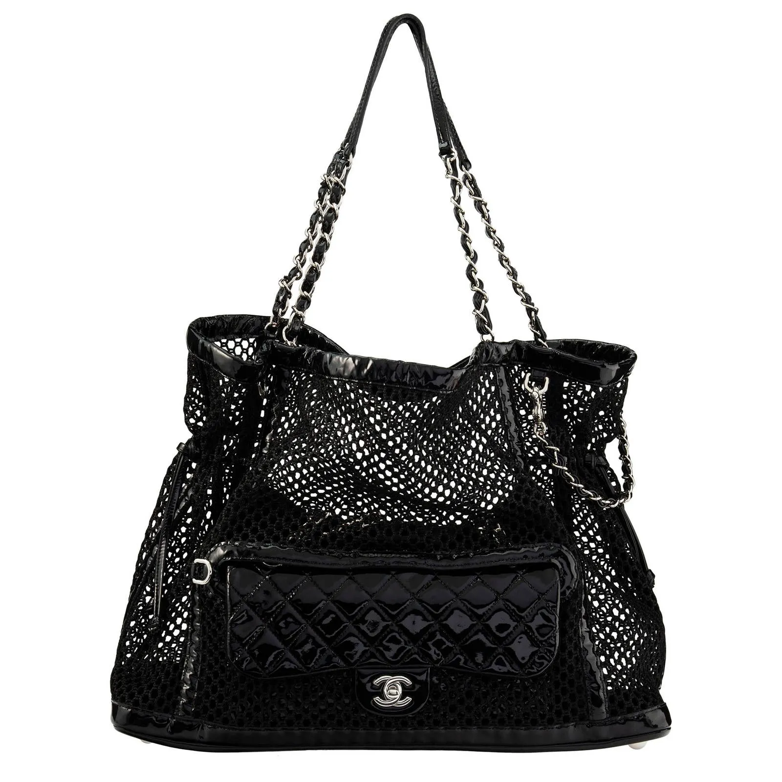 Chanel 2011 Medium Classic Flap and Resort Woven Crochet Shopping Tote Bag