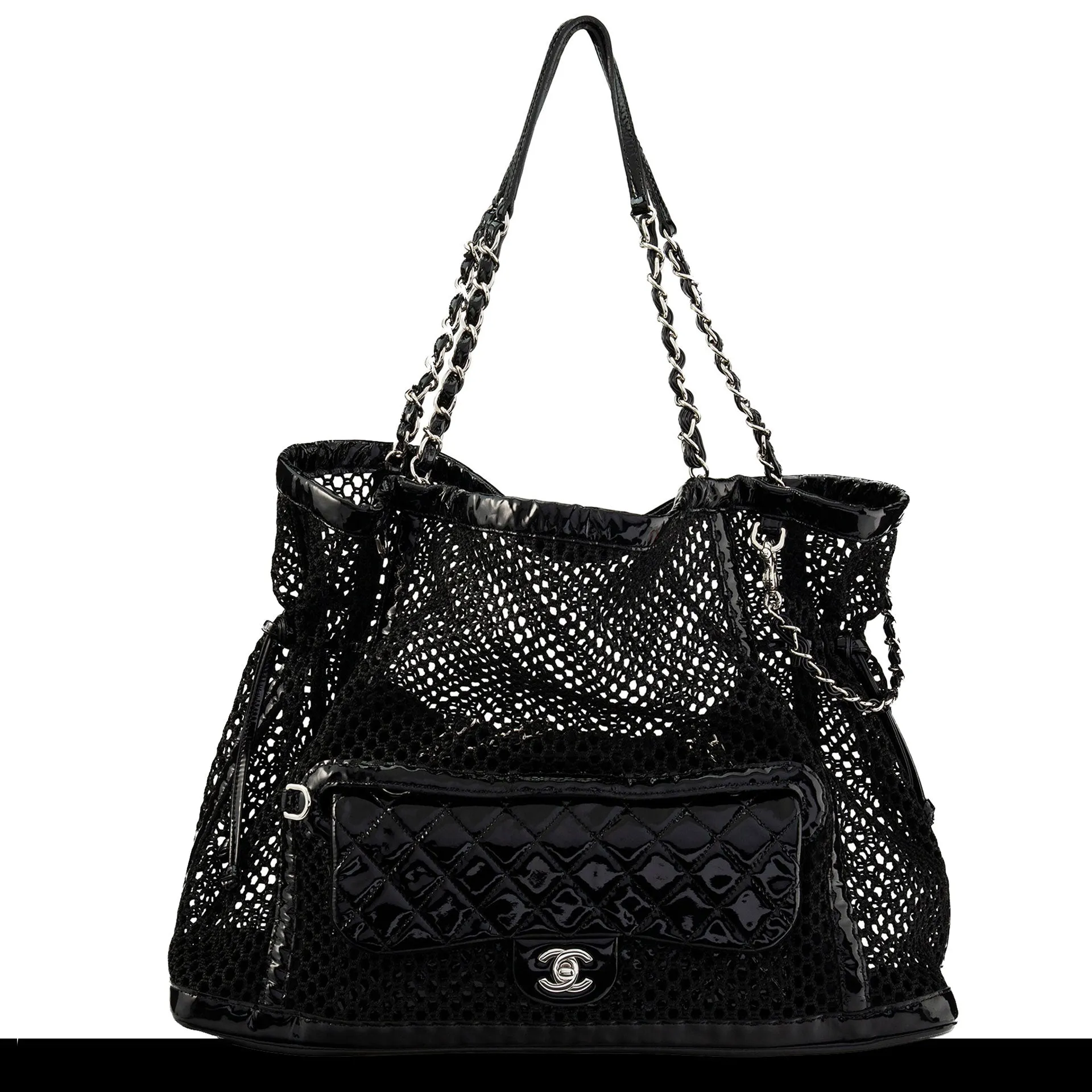 Chanel 2011 Medium Classic Flap and Resort Woven Crochet Shopping Tote Bag