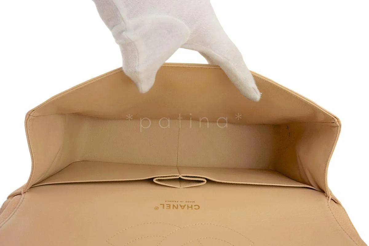 Chanel Beige Clair Caviar Jumbo Classic Double Flap Bag GHW
