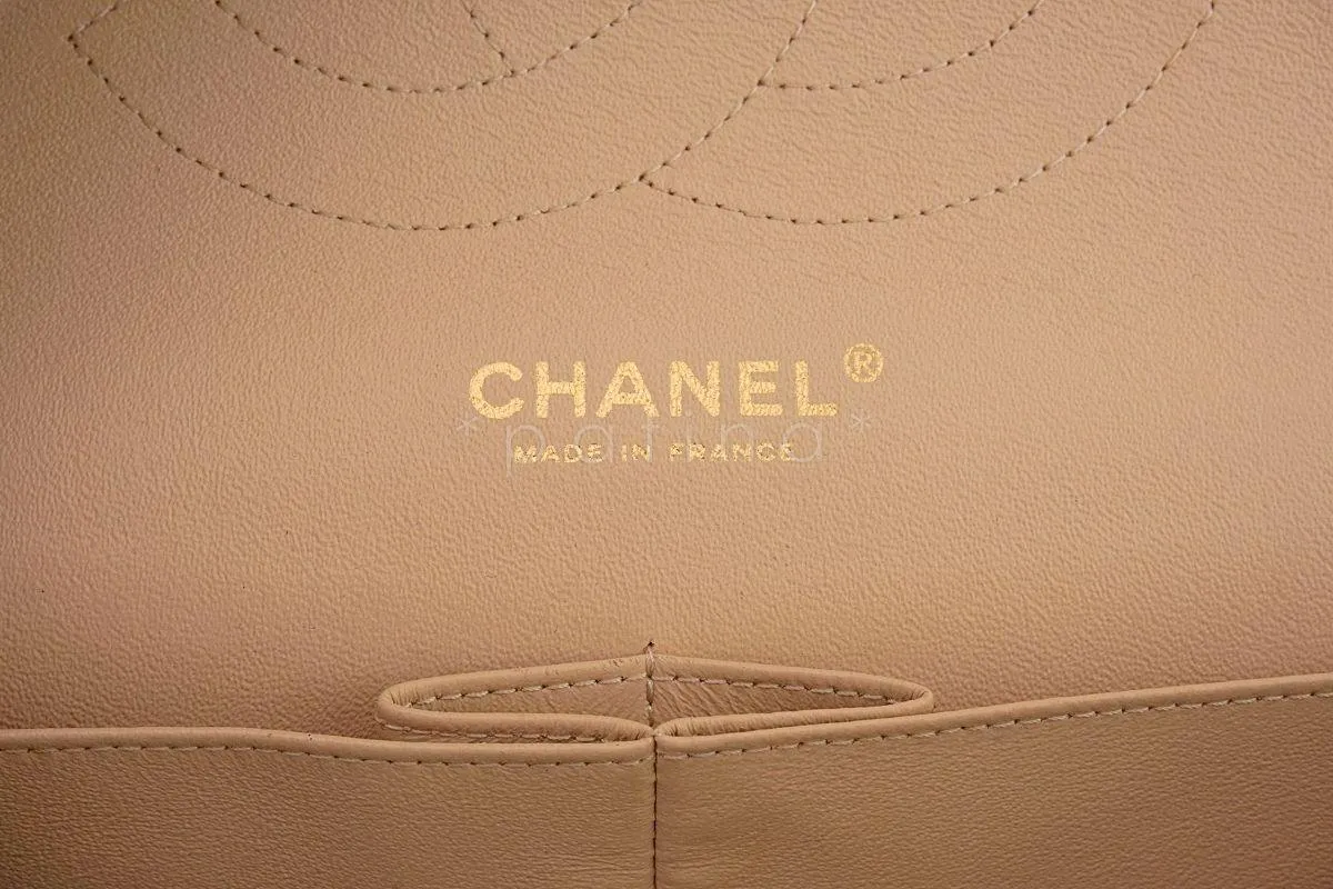 Chanel Beige Clair Caviar Jumbo Classic Double Flap Bag GHW