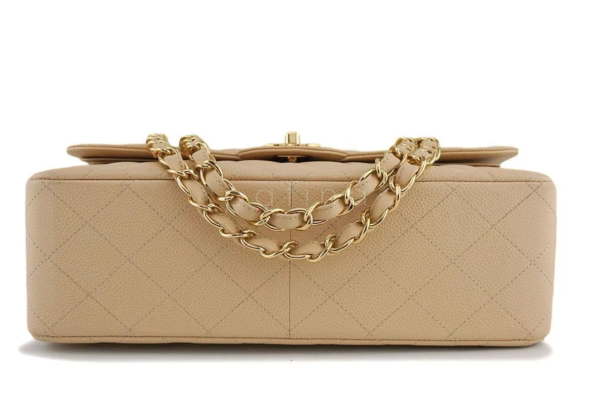 Chanel Beige Clair Caviar Jumbo Classic Double Flap Bag GHW