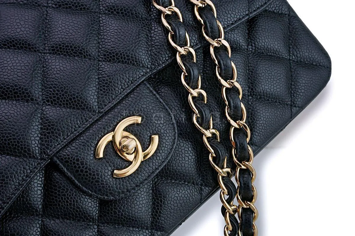 Chanel Black Caviar Classic Jumbo Double Flap Bag 24k GHW