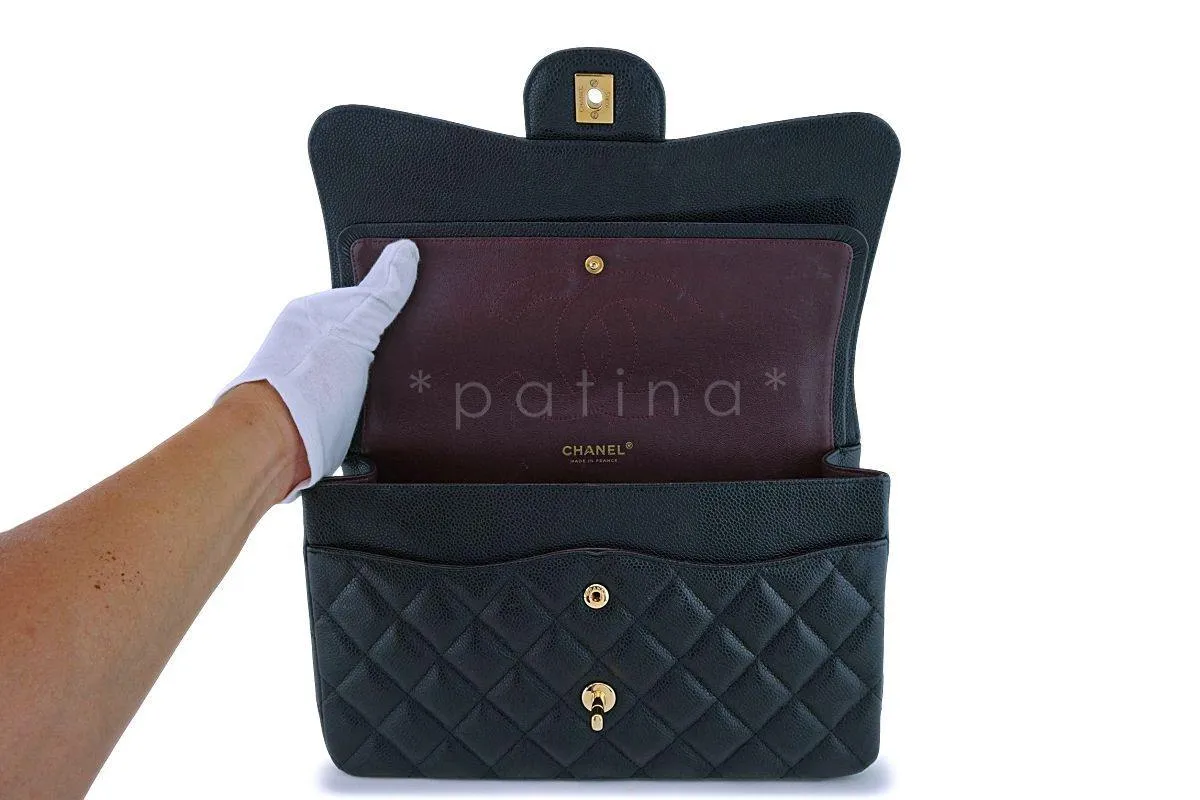 Chanel Black Caviar Classic Jumbo Double Flap Bag 24k GHW