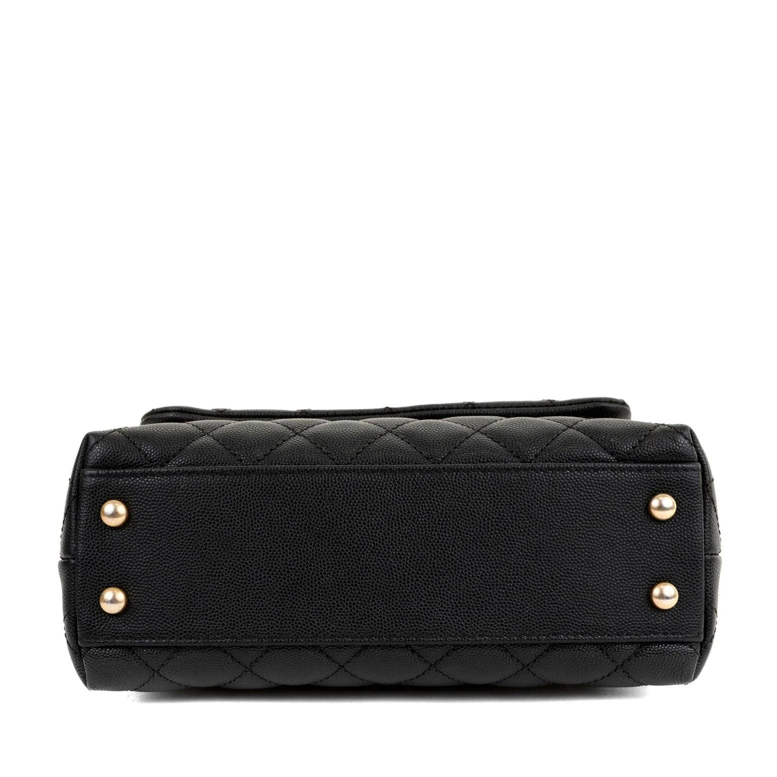 Chanel Black Caviar Lizard Coco Handle Small Flap Bag with Gold Hardware