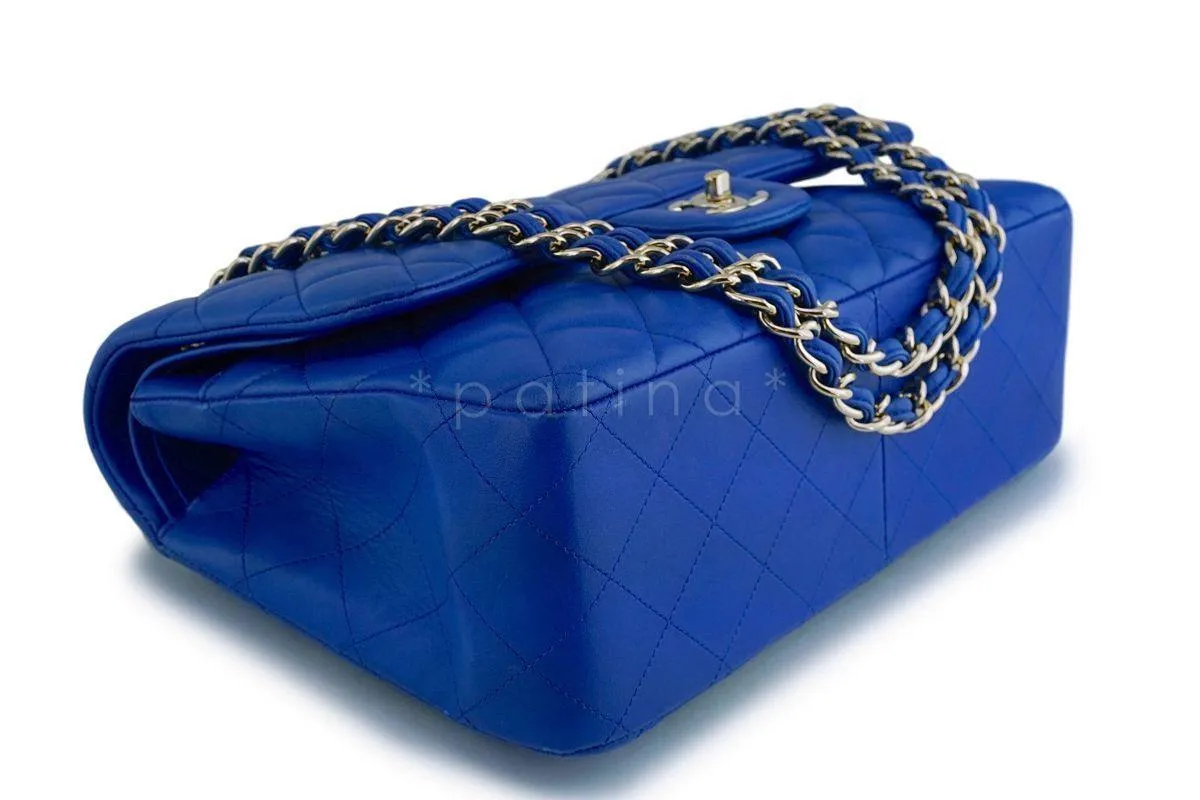 Chanel Blue Lambskin Jumbo Classic Double Flap Bag GHW
