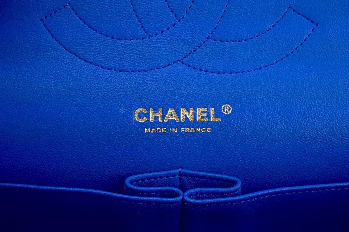 Chanel Blue Lambskin Jumbo Classic Double Flap Bag GHW