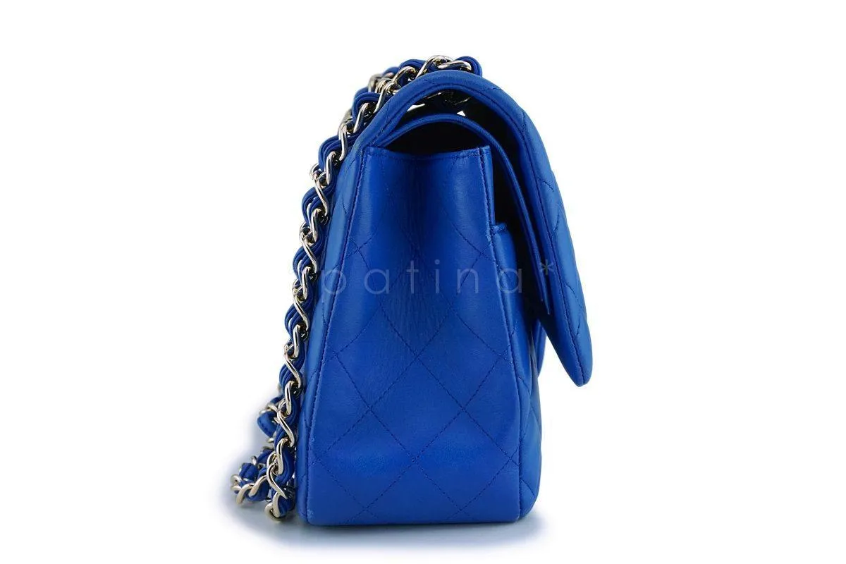 Chanel Blue Lambskin Jumbo Classic Double Flap Bag GHW