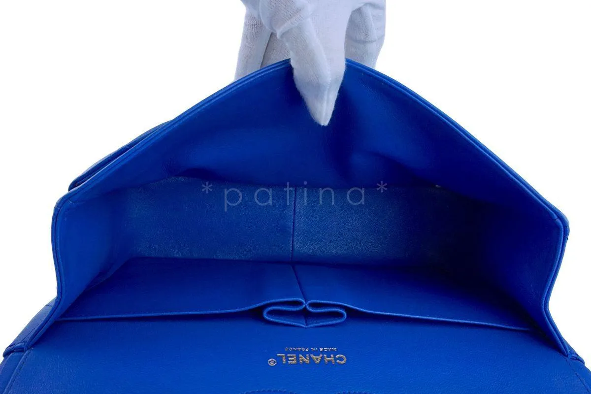Chanel Blue Lambskin Jumbo Classic Double Flap Bag GHW