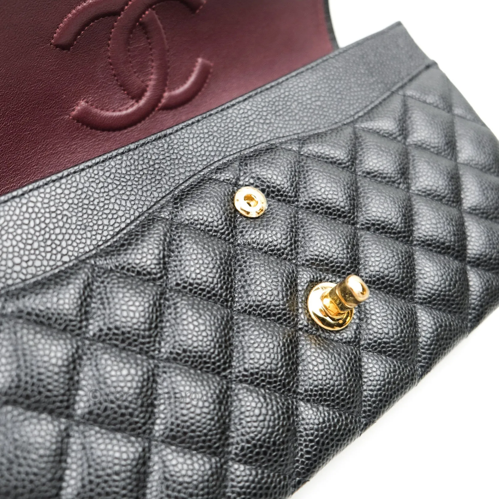 Chanel Classic M/L Double Flap Black Caviar Gold Hardware Bag