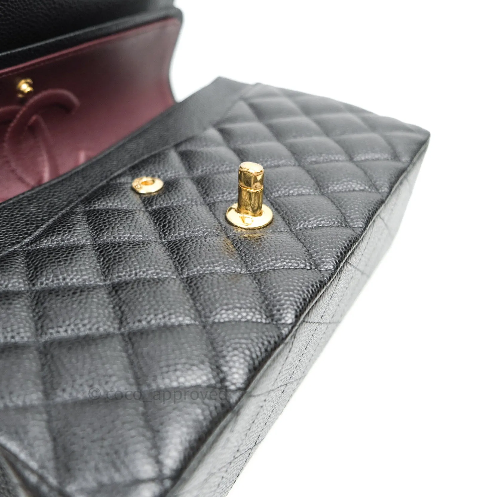 Chanel Classic M/L Double Flap Black Caviar Gold Hardware Bag
