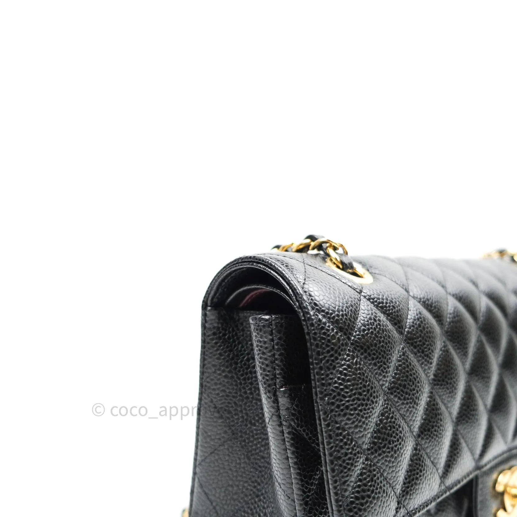 Chanel Classic M/L Double Flap Black Caviar Gold Hardware Bag