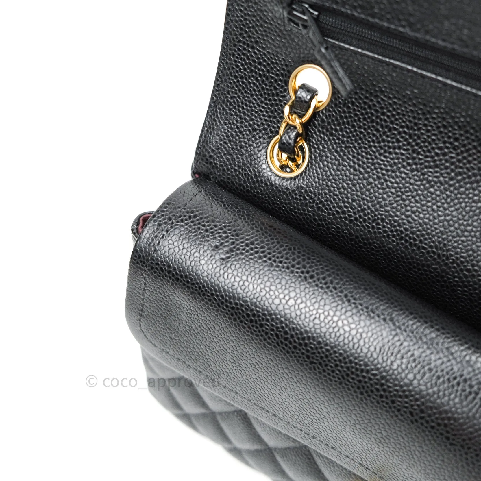 Chanel Classic M/L Double Flap Black Caviar Gold Hardware Bag