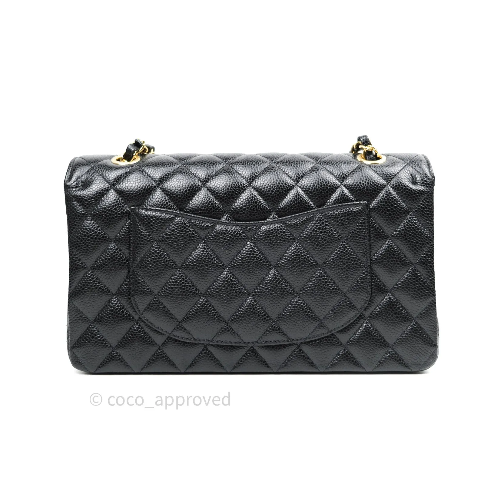 Chanel Classic M/L Double Flap Black Caviar Gold Hardware Bag