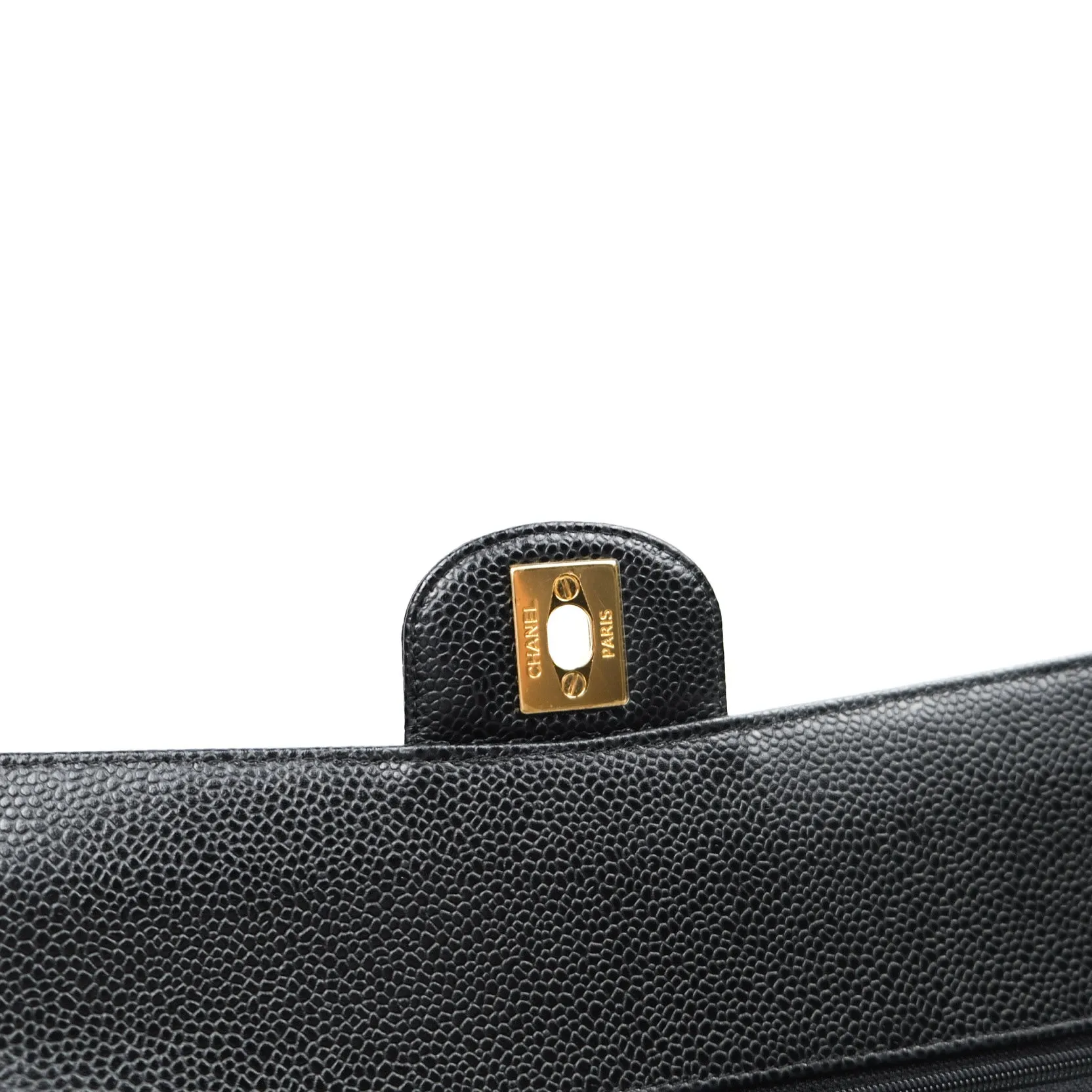 Chanel Classic M/L Double Flap Black Caviar Gold Hardware Bag