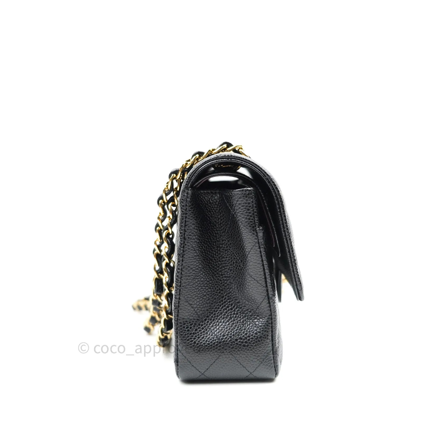 Chanel Classic M/L Double Flap Black Caviar Gold Hardware Bag
