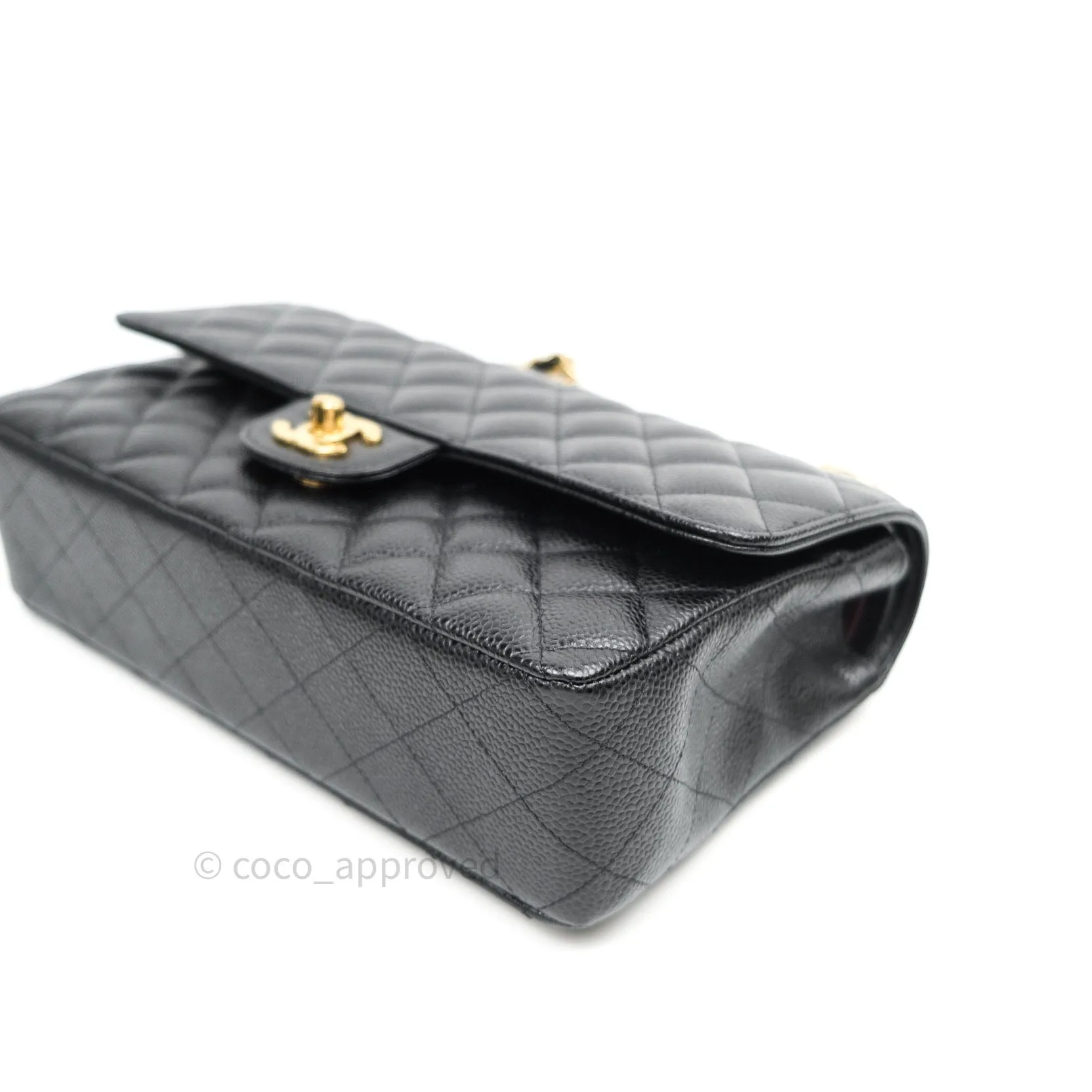 Chanel Classic M/L Double Flap Black Caviar Gold Hardware Bag