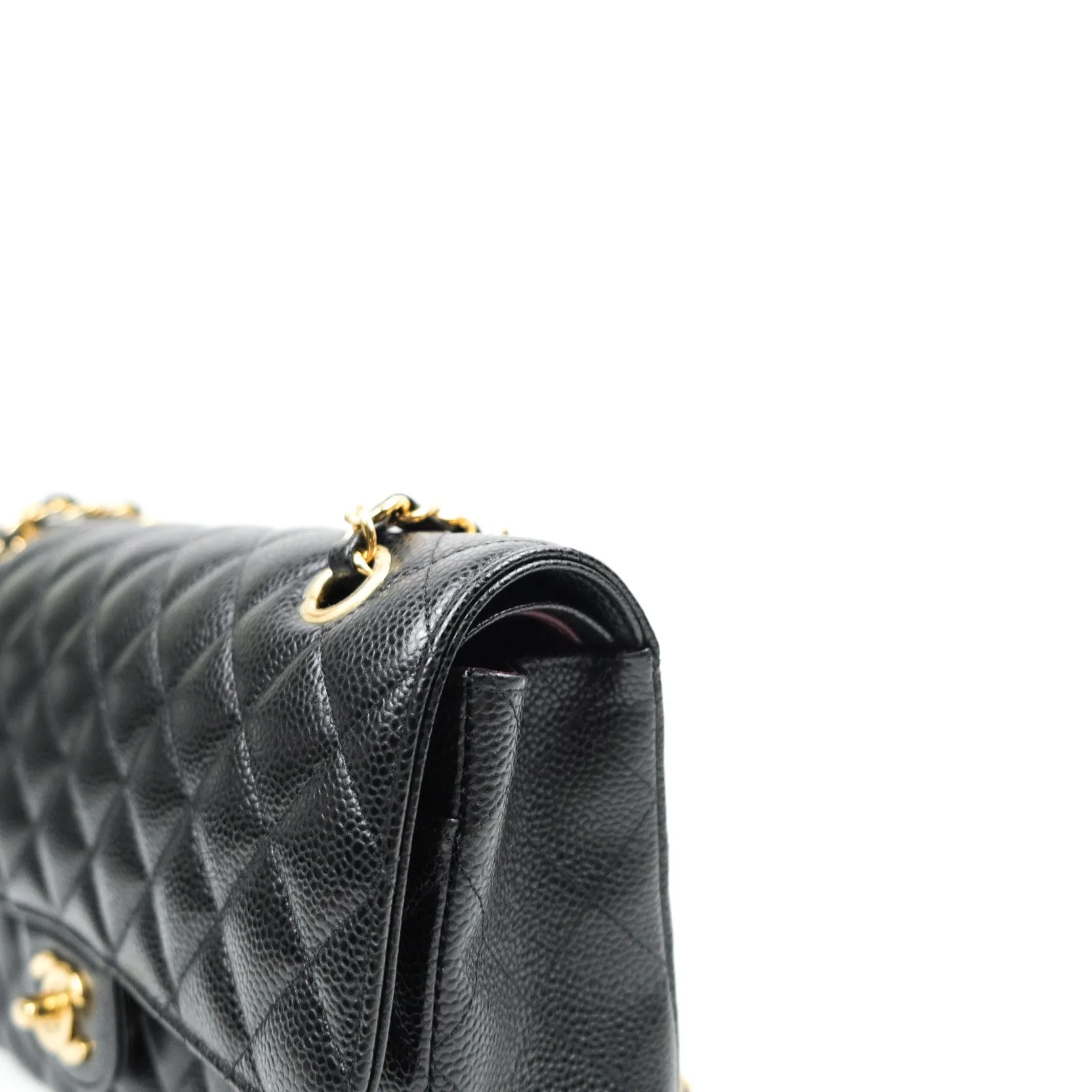 Chanel Classic M/L Double Flap Black Caviar Gold Hardware Bag