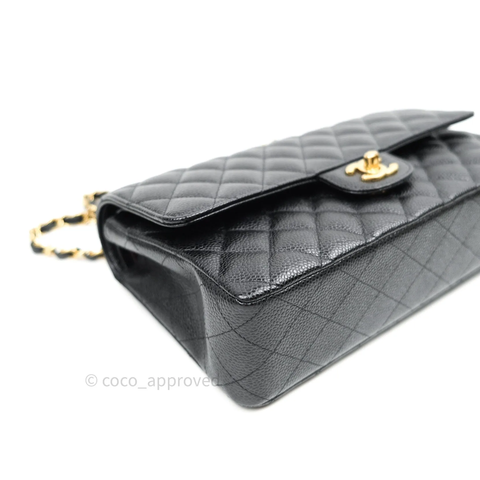 Chanel Classic M/L Double Flap Black Caviar Gold Hardware Bag